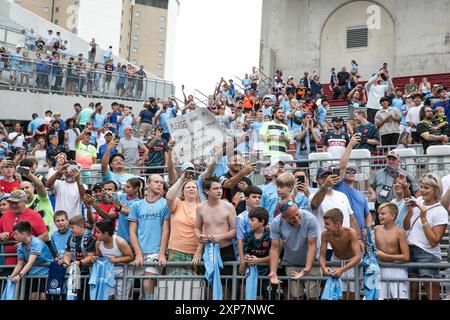 Columbus, Ohio, USA. August 2024. Manchester City spielt Chelsea FC in einem internationalen Freundschaftsspiel im Ohio Stadium. Quelle: Kindell Buchanan/Alamy Live News Stockfoto