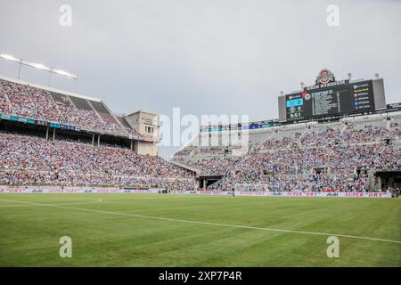 Columbus, Ohio, USA. August 2024. Manchester City spielt Chelsea FC in einem internationalen Freundschaftsspiel im Ohio Stadium. Quelle: Kindell Buchanan/Alamy Live News Stockfoto