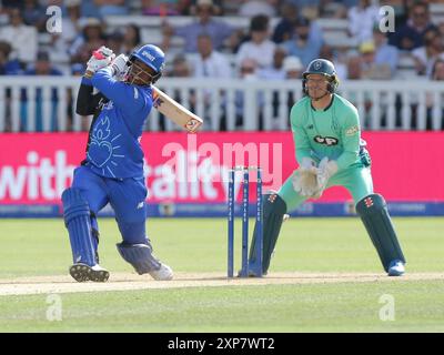 London, Großbritannien. August 2024. London, England, 4. August 2024: Shimron Hetmyer (2 London Spirit) spielt während des Spiels der Hundred Group Stage zwischen London Spirit Men und Oval Invincibles Men auf dem Lord's Cricket Ground in London. (Jay Patel/SPP) Credit: SPP Sport Press Photo. /Alamy Live News Stockfoto