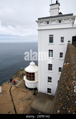 Auf dem Kopf steht der Leuchtturm rathlin West rathlin Island, County antrim, Nordirland, großbritannien Stockfoto