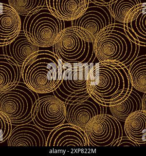 Abstraktes nahtloses Muster mit goldenen Kreisen. Handgezeichnete Spiralvektorillustration Stock Vektor