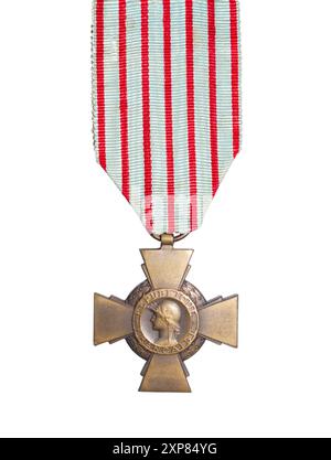 Das Combatant's Cross, eine französische Medaille für Veteranen des Ersten Weltkriegs. Stockfoto