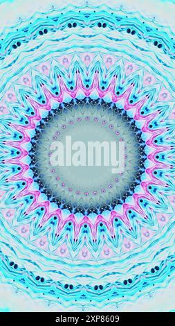 Abstraktes Mandala mit komplizierten geometrischen Mustern in rosa blauen Farben lebendige moderne Design-Kunst Illustration abstrakten Hintergrund. Stockfoto