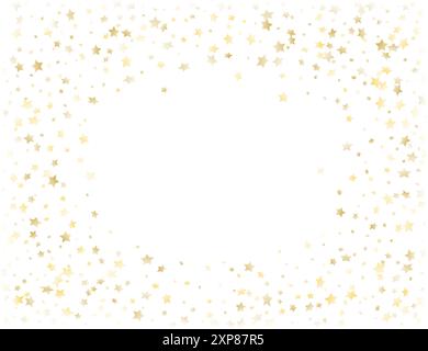 Glänzende fallende goldene Sterne isoliert auf weißem Hintergrund. Konfetti oder Feuerwerk auf der Party. Vektorabbildung. Stock Vektor