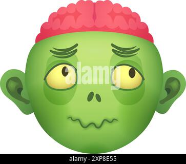 Ängstliches Zombiegesicht. Dummes Emoji. Cartoon-Monster isoliert auf weißem Hintergrund Stock Vektor