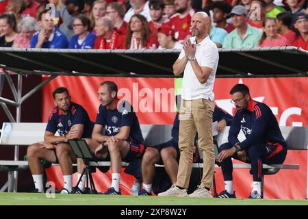 3. August 2024: Manchester United Trainer Erik Ten Hag während der Rivalen im Red Match zwischen Manchester United und Liverpool im Williams-Brice Stadium in Columbia, South Carolina. Greg Atkins/CSM Stockfoto