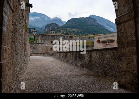 Blick auf die Festung von Vinadio im Piemont Stockfoto