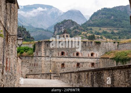 Blick auf die Festung von Vinadio im Piemont Stockfoto