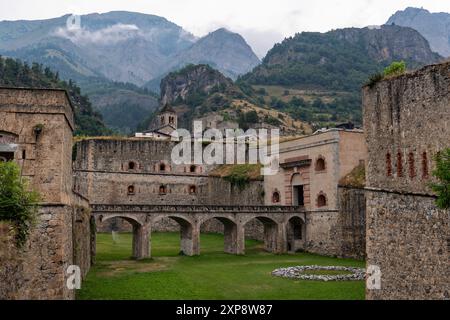 Blick auf die Festung von Vinadio im Piemont Stockfoto