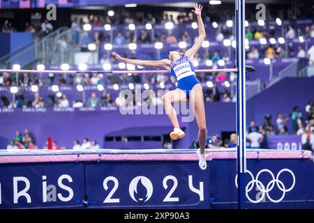 Saint Denis, Frankreich. August 2024. Nawal Meniker (FRA), Leichtathletik, Hochspringfinale der Frauen während der Olympischen Spiele Paris 2024 am 4. August 2024 im Stade de France in Saint-Denis bei Paris, Frankreich - Foto Baptiste Autissier/Panorama/DPPI Media Credit: DPPI Media/Alamy Live News Stockfoto