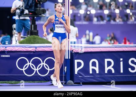 Saint Denis, Frankreich. August 2024. Nawal Meniker (FRA), Leichtathletik, Hochspringfinale der Frauen während der Olympischen Spiele Paris 2024 am 4. August 2024 im Stade de France in Saint-Denis bei Paris, Frankreich - Foto Baptiste Autissier/Panorama/DPPI Media Credit: DPPI Media/Alamy Live News Stockfoto