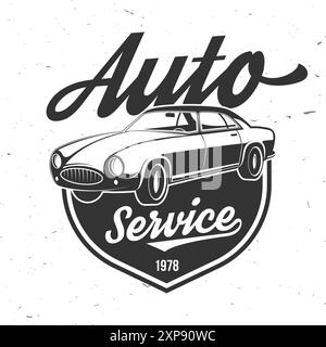 Auto Service Logo, Embleme, Abzeichen und Symbole. Vektor. Service Car Repair, Restauration und Car Club Design Elemente. Stock Vektor