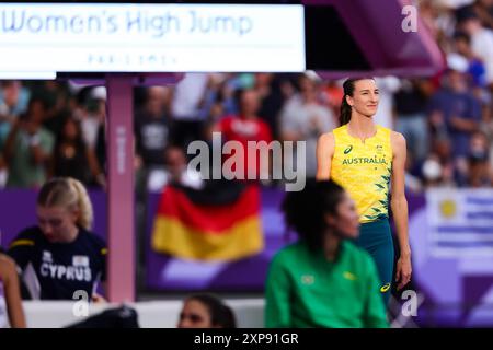 Paris, Frankreich, 4. August 2024. Nicola Olyslagers aus Australien beim Hochsprung der Frauen während der Olympischen Spiele 2024 in Paris am 4. August 2024 im Stade de France. Quelle: Pete Dovgan/Speed Media/Alamy Live News Stockfoto