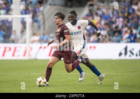Columbus, Ohio, USA. August 2024. Manchester City Verteidiger Tom Galvez (74). Manchester City spielt Chelsea FC in einem internationalen Freundschaftsspiel im Ohio Stadium. Quelle: Kindell Buchanan/Alamy Live News Stockfoto