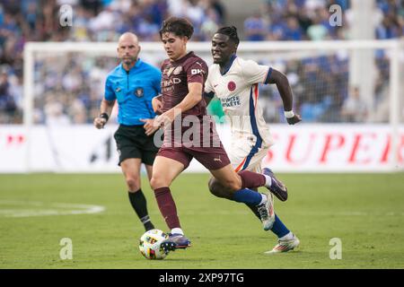 Columbus, Ohio, USA. August 2024. Manchester City Verteidiger Tom Galvez (74). Manchester City spielt Chelsea FC in einem internationalen Freundschaftsspiel im Ohio Stadium. Quelle: Kindell Buchanan/Alamy Live News Stockfoto