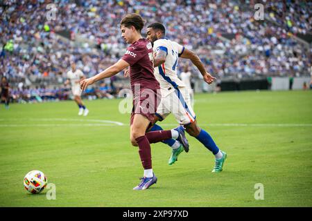 Columbus, Ohio, USA. August 2024. Manchester City Verteidiger Tom Galvez (74). Manchester City spielt Chelsea FC in einem internationalen Freundschaftsspiel im Ohio Stadium. Quelle: Kindell Buchanan/Alamy Live News Stockfoto