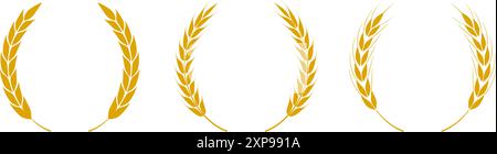 Set goldener Weizen-Lorbeerkränze Stock Vektor