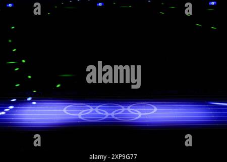 Paris, Frankreich. August 2024. LeichtathletikIllustration während der Olympischen Spiele 2024 in Paris, Frankreich am 4. August 2024. Foto: Nicolas Gouhier/ABACAPRESS. COM Credit: Abaca Press/Alamy Live News Stockfoto