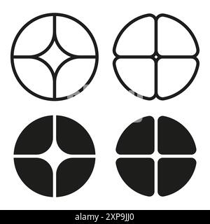 Abstrakte Kreissymbole. Geometrische Linienmuster. Minimalistische runde Formen. Vektordesign. Stock Vektor