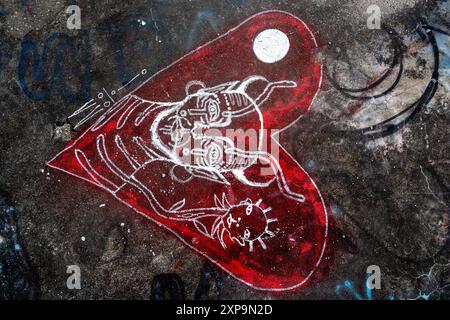 Die Ruinen von CFS Lac St. Denis, Québec, Kanada und seine Graffiti- und Bauschäden. Stockfoto