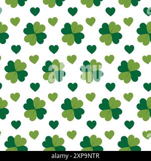 Quatrefoil mit nahtlosem Deko-Herzmuster. Isoliert auf weiß. Hintergrund- oder Begrüßungsidee. Vektor-Illustration Verpackung, Hintergrundbild oder Web, Karten, Poster, Einladung, Design-Konzept für Preisschilder Stock Vektor