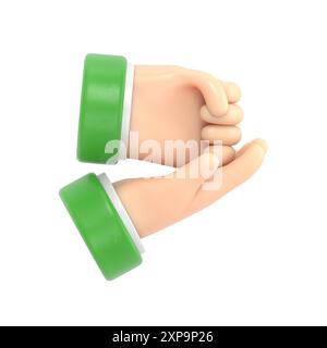 HILFE BEI der Geste ASL. Handgeste, Handfläche und Faust. Nonverbale Kommunikation. Sprachgesten. Flache 3D-Illustration. Handsymbol.3D-Rendering auf weiß Stockfoto