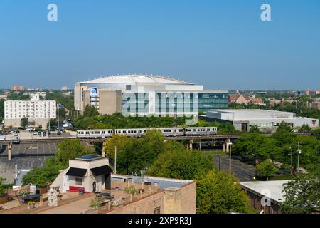 Das Uniter Center in Chicago, Illinois. Austragungsort der Democratic Nation Convention. Stockfoto