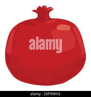 Reife Granatapfelfrucht Vektor-Illustration. Isolierter weißer Hintergrund. Roter Granatapfel im flachen Stil. Früchte des Südens. Stock Vektor