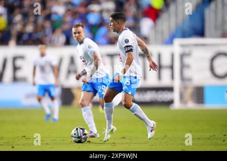 4. August 2024: Cruz Azul Mittelfeldspieler Ignacio Rivero (15) kontrolliert den Ball während der ersten Hälfte eines Liga-Cup-Spiels gegen die Philadelphia Union im Subaru Park in Chester, Pennsylvania. Kyle Rodden/CSM Stockfoto