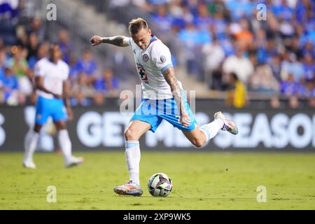 4. August 2024: Cruz Azul Stürmer Rodolfo Rotondi (29) schießt den Ball in der ersten Hälfte eines Liga-Cup-Spiels gegen die Philadelphia Union im Subaru Park in Chester, Pennsylvania. Kyle Rodden/CSM Stockfoto