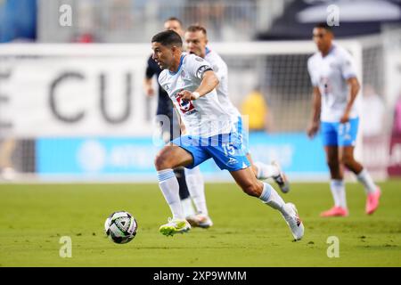 4. August 2024: Cruz Azul Mittelfeldspieler Ignacio Rivero (15) kontrolliert den Ball während der ersten Hälfte eines Liga-Cup-Spiels gegen die Philadelphia Union im Subaru Park in Chester, Pennsylvania. Kyle Rodden/CSM Stockfoto