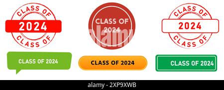 Klasse von 2024 Stempelschilder Sammlung Generation Studium Schule Universität Klassenzimmer Jahrgang Stock Vektor
