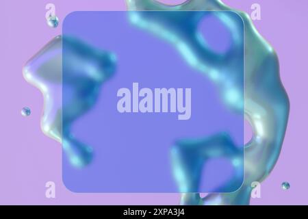 Lebendiger lila und blauer holografischer Hintergrund mit dynamischen fließenden Formen und Platz für Text. Farbverlauf, y2k-Stil, 2000er Jahre Schillernde Oberfläche. Matt Stockfoto