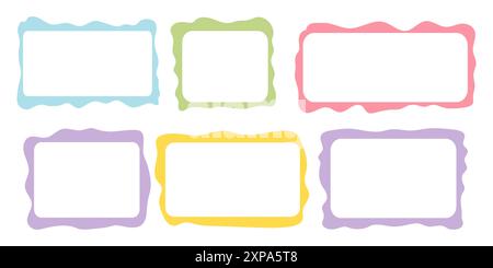 Setzen Sie rechteckige und quadratische Anführungsrahmen aus Papier, Textfeld Zitat, leere Form mit welliger Kante. Dilog oder Titelrand. Handgezeichnete Sprechblase. Vektorabbildung Stock Vektor