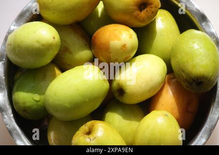 Indische Jujube oder BER (Ziziphus mauritiana) in einer Schüssel : (Bild Sanjiv Shukla) Stockfoto