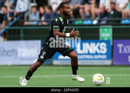 Ferencvaros’ Habib Maika während der UEFA Champions League, zweite Qualifikationsrunde, zweites Legspiel in Park Hall, Oswestry. Bilddatum: Dienstag, 30. Juli 2024. Stockfoto