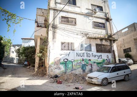 Jenin, Palästina. Juli 2024. Das nicht-zu-vergessen-Zentrum im Flüchtlingslager Jenin bietet Unterstützung für Kinder und Frauen. Im Juli gab der in den Haag ansässige Internationale Gerichtshof ein Gutachten heraus, in dem er besagte, dass Israel seit 57 Jahren das Westjordanland und Ostjerusalem illegal besetzt hat. Quelle: SOPA Images Limited/Alamy Live News Stockfoto