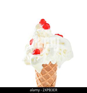 Vanilla-Eiskegel Mit Kirschgarnitur Stockfoto