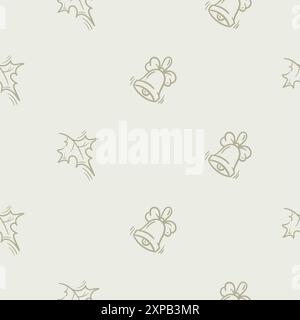 Nahtloses Muster mit Schule, Herbst, Lernen. Vektorillustration mit sich wiederholenden Symbolen des Herbstblattes und der ersten Glocke Stock Vektor