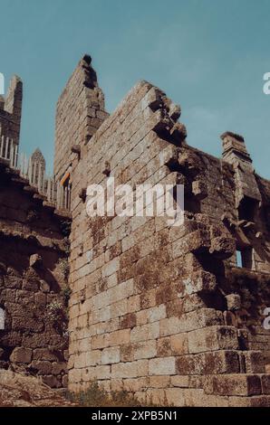 Burg Guimaraes Steinmauer Portugal Stockfoto