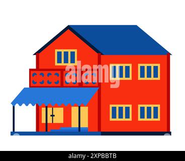 Traditionelles Haus in Sri Lanka - flaches Design, Einzelbild Stock Vektor