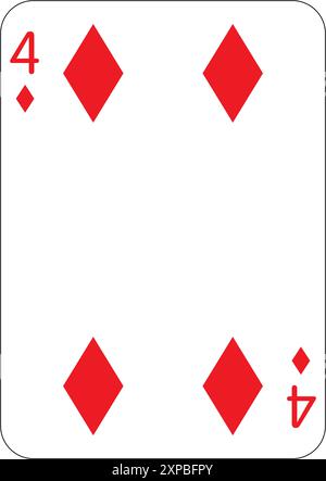 4 Diamanten. Eine Spielkarte, Illustration Stockfoto