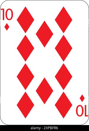 10 Diamanten. Eine Spielkarte, Illustration Stockfoto