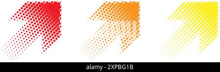 Gepunkteter Verlaufspfeil. Vektor isolierte Elemente. Pfeilrastereffekt. Vektorabbildung Stock Vektor