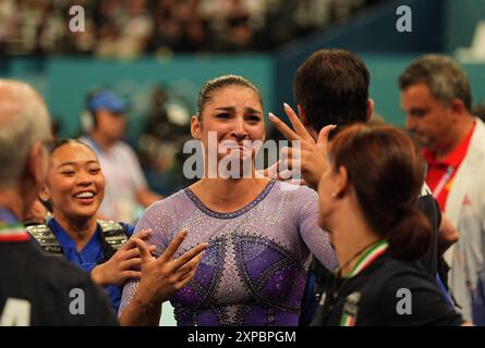 Paris, Frankreich. August 2024. Paris, Frankreich. Manila Esposito (Italien) Bronze beim Balance Beam Finale am 10. Tag der Olympischen Spiele Paris 2024 in der Bercy Arena am 5. August 2024 in Paris. Credit: Cal Sport Media/Alamy Live News Credit: Cal Sport Media/Alamy Live News Stockfoto