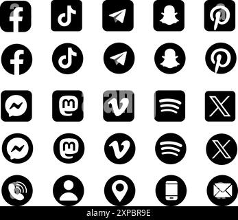 Social-Media-Symbole. Social-Media-Logo , facebook, instagram, youtube, WhatsApp, tiktok, Symbol. Stock Vektor
