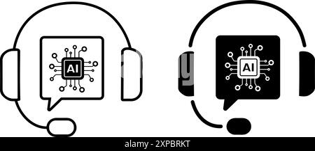 Bearbeitbare Kontur und durchgehende Websymbole für den Kundendienst. Vektorabbildung Stock Vektor