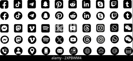 Social-Media-Symbole. Social-Media-Logo , facebook, instagram, youtube, WhatsApp, tiktok, Symbol. Stock Vektor