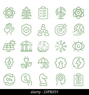 CO2-Symbole Pixel Perfect. Liniensymbole für alternative Energie, umweltfreundliche und umweltfreundliche Energie Stock Vektor