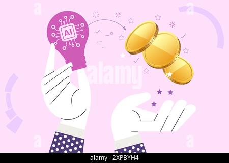 Eine Vektorillustration für das Geschäftskonzept, die den Weg von der Startup-Idee zur Patentrealisierung darstellt. Stock Vektor